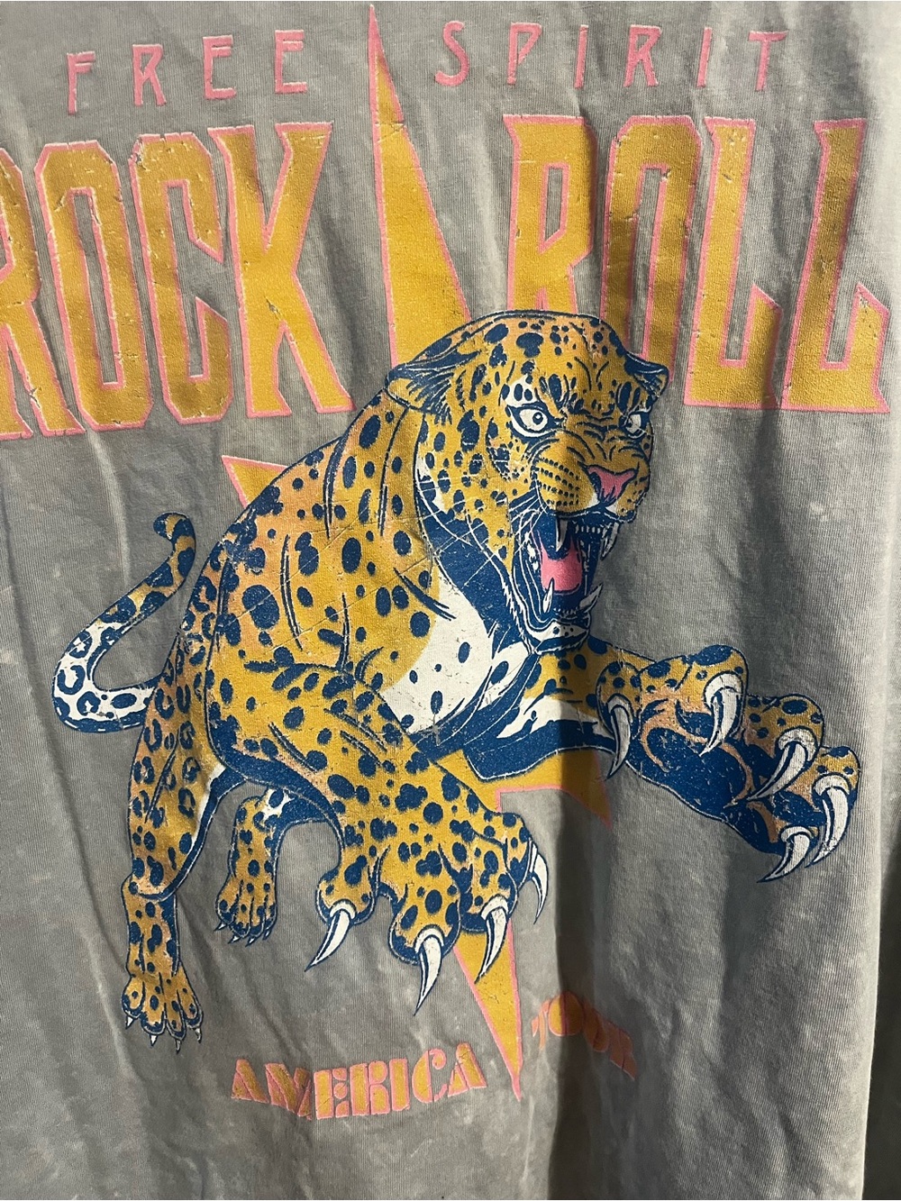 Zutter | Free Spirit Rock N Roll America Tour Mineral Wash Leopard Graphic Tee - Picture 5 of 9